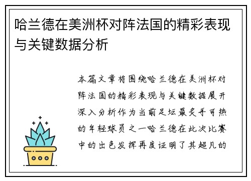 哈兰德在美洲杯对阵法国的精彩表现与关键数据分析